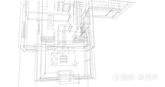 房屋建筑建筑图纸三维插图