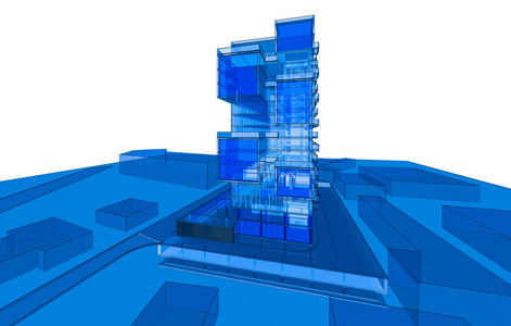 房屋建筑建筑图纸三维插图