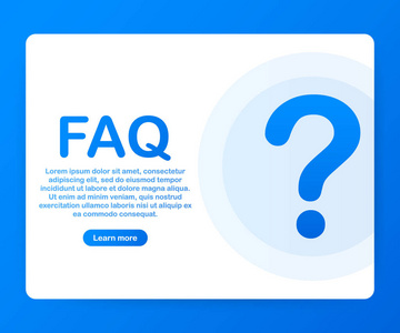 常见问题 faq 横幅。带有问题图标的计算机。向量例证