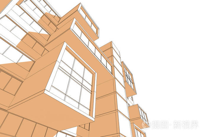 房屋建筑建筑图纸三维插图