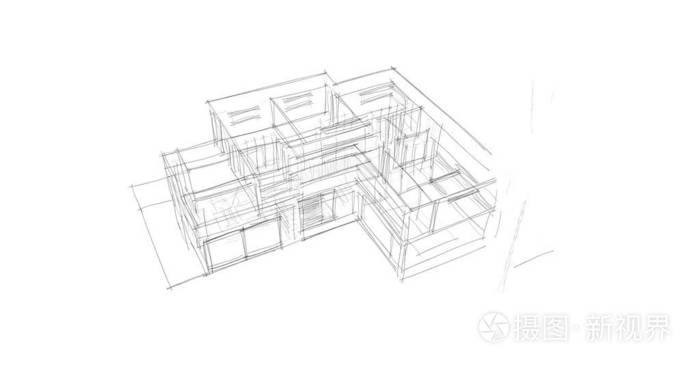 房屋建筑建筑图纸三维插图