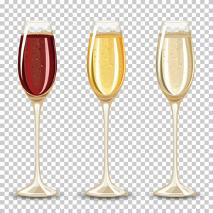 玻璃插图中的一组不同的饮料