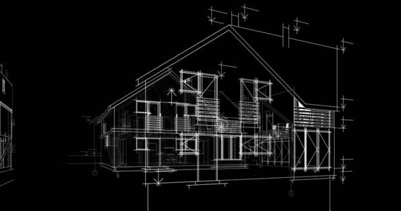 房屋建筑建筑图纸三维插图图片