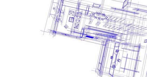 房屋建筑建筑图纸三维插图图片