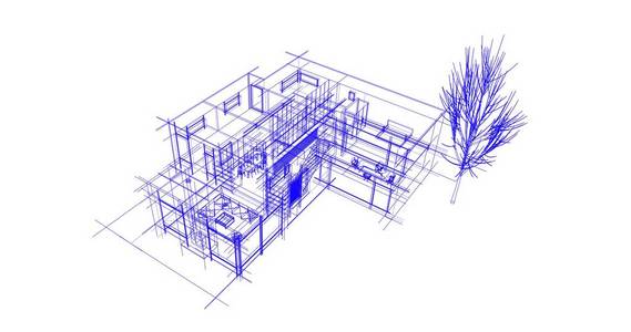 房屋建筑制图三维插图图片