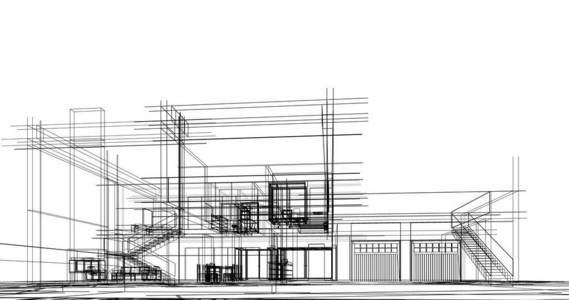 建筑图纸3D插图插图