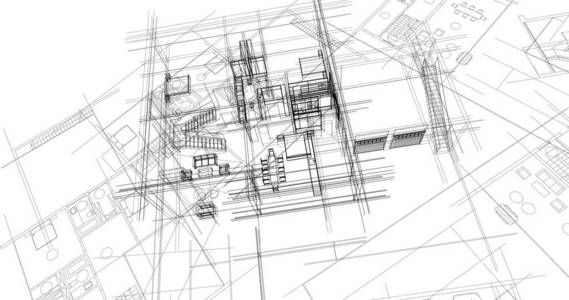 房屋建筑制图三维插图图片