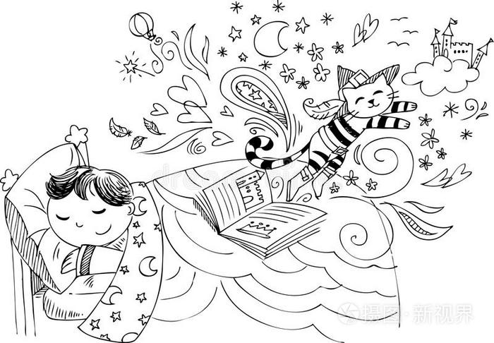 可爱的孩子梦见童话