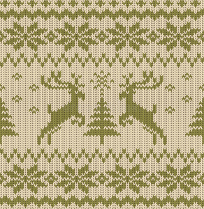 鹿纹矢量无缝针织图案照片