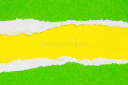 撕破的纸绿色和黄色