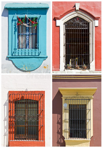 墨西哥的一套旧窗户