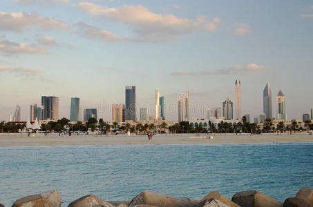 迪拜市中心阿拉伯联合酋长国。波斯湾景色