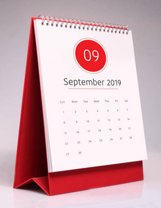 简单的办公桌日历2019年9月