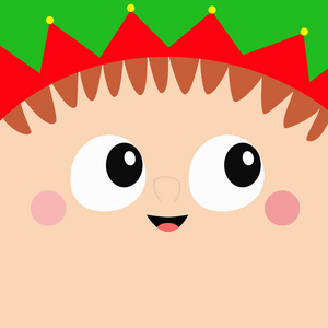 红色帽子图标圣诞老人快乐圣诞精灵方形头脸图标.