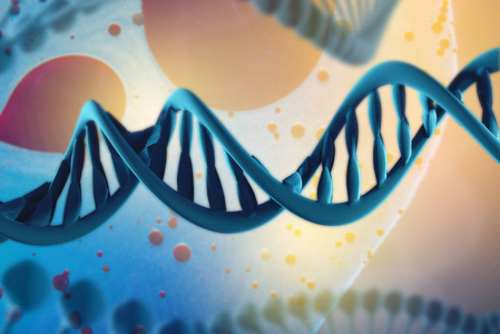 生物体环境中核苷酸的螺旋分子. 发现转基因的概念照片