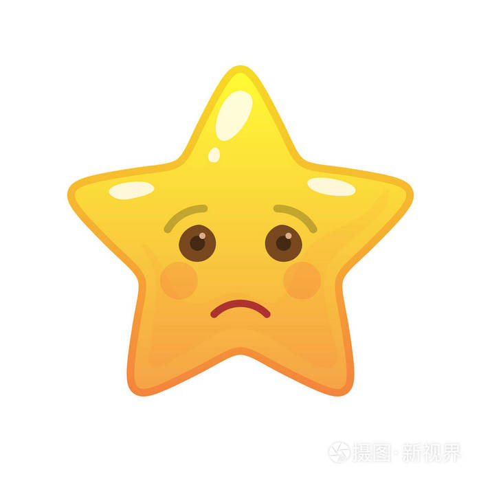 悲伤的明星形状的漫画表情符号插画 正版商用图片15okar 摄图新视界