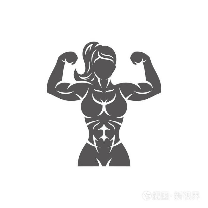 插画 健美者女性轮廓孤立在白色背景矢量插图.