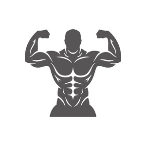 健美男子剪影隔离在白色背景矢量插图. 矢量健身健身房图形插图.照片