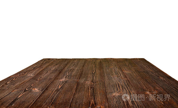 白色背景的棕色木桌