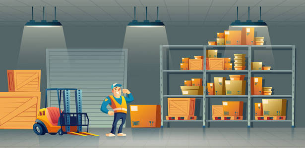 出货公司仓库工人纸箱向量照片