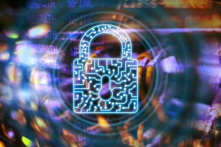 网络安全锁图标信息隐私数据保护互联网和技术概念