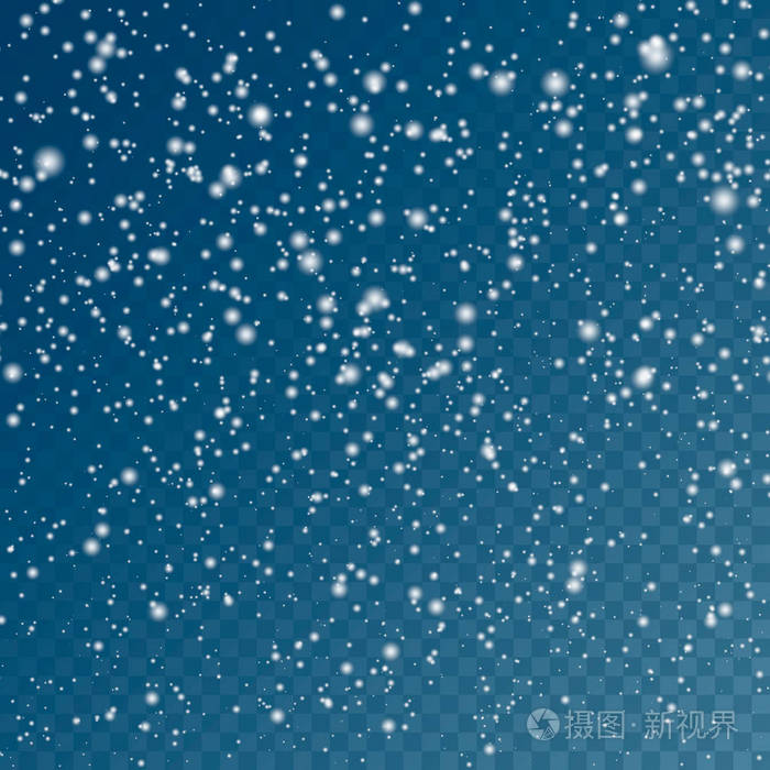 在透明的背景上下雪抽象的雪花背景下雪了矢量插画师10eps