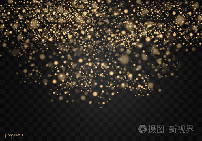 星星闪耀着. 金色的发光灯.