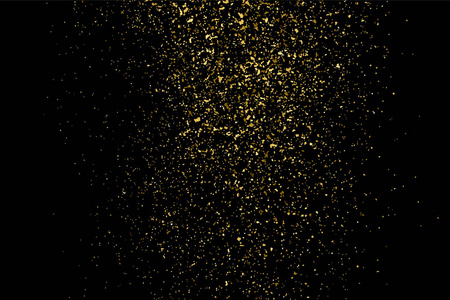金色闪光的纹理隔离在黑色上. 琥珀颗粒的颜色. 庆祝背景.