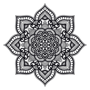 曼陀罗.圈族装饰.手绘传统的印度圆元素.精神冥想瑜伽指甲花主题.