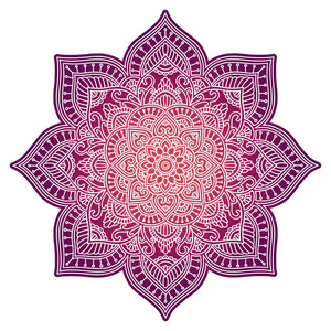 渐变曼陀罗.圈族装饰.手绘传统的印度圆元素.精神冥想瑜伽指甲花主题.