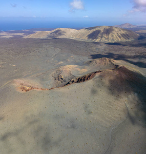 蒂曼法亚国家公园卡尔德拉布兰卡全景火山山葡萄园地形野生自然兰萨罗特加那利岛西班牙