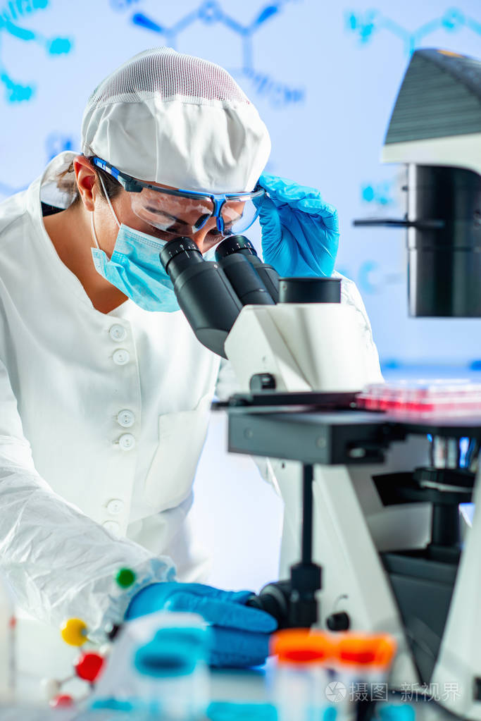 生物技术工程师检查培养瓶