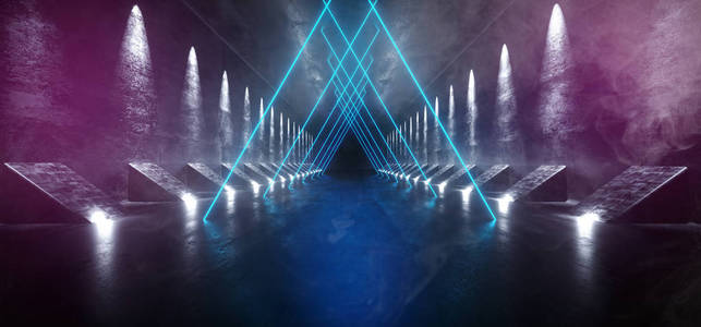 蓝色三角形背景呈现图片