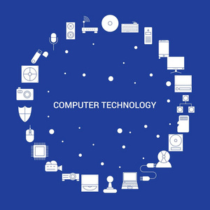 计算机技术图标集。 信息矢量模板