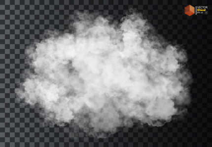 雾或烟雾隔离透明特效。 白色矢量云雾或烟雾背景。 矢量插图