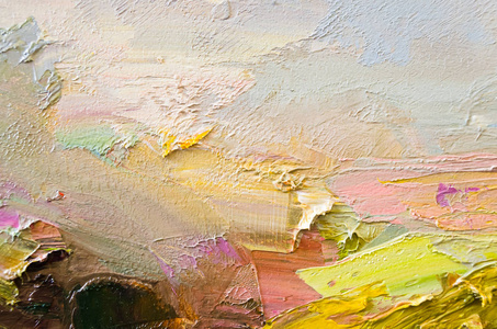 油画在画布上. 艺术品的碎片. 油漆斑点. 油漆的刷子. 现代艺术.照片