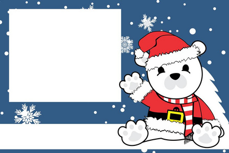 可爱的小熊宝宝卡通圣诞画框背景卡矢量格式非常容易编辑