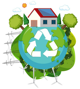 绿色能源回收标志插图图片