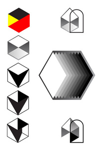 抽象几何图标矢量插图