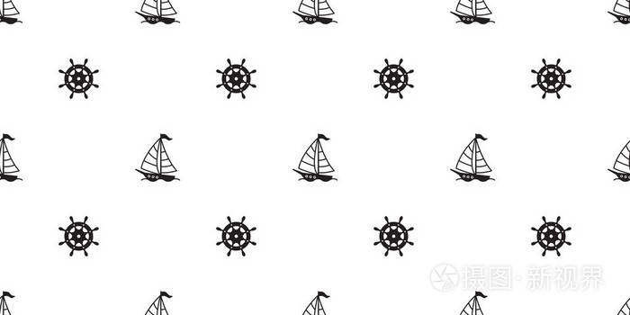 船锚舵机无缝图案海事航海热带孤立背景壁纸