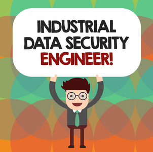 概念手写显示工业数据安全工程师。展示技术网络系统工程的商业照片