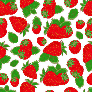 草莓。壁纸无缝。白色背景的红色浆果