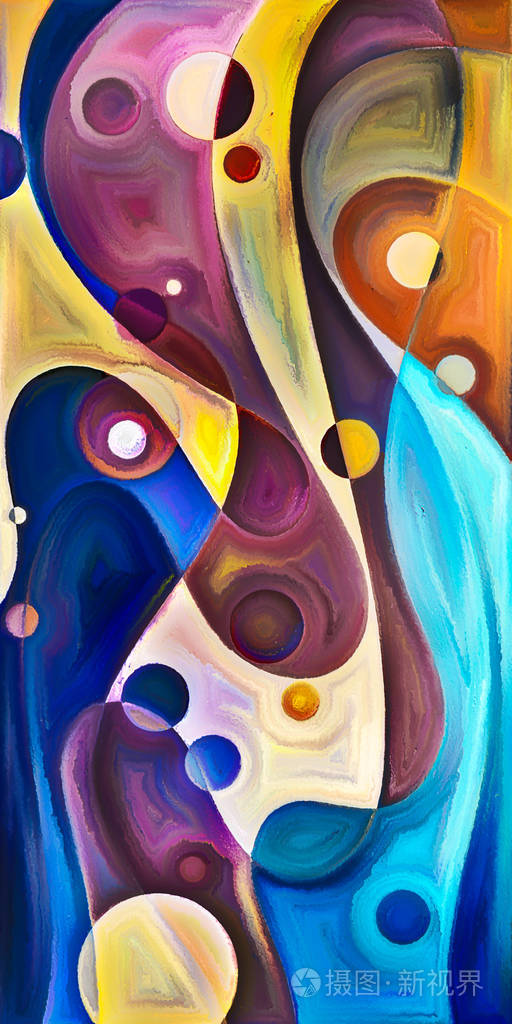 现代艺术主题中由圆圈和曲线构成的抽象背景