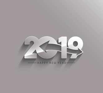 新年快乐2019文本设计Patter矢量插图。