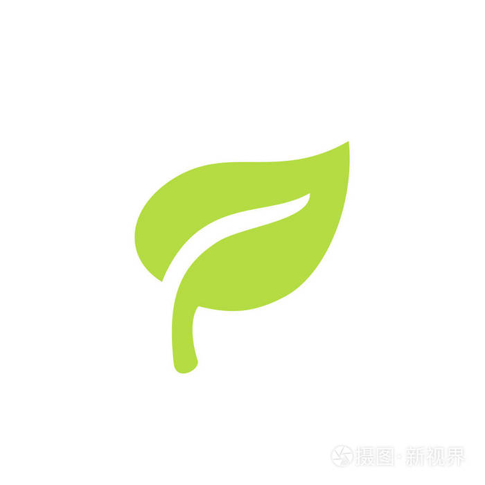 绿叶植物图标或标志.生态的纯洁性和自然性