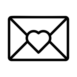 浪漫信封平面样式图标，矢量插图，情人节概念