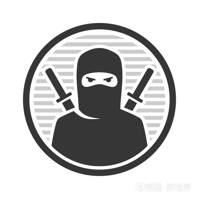 忍者战士标志图标在白色背景向量