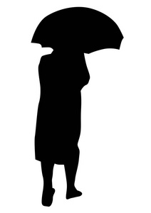 时尚人士带着雨伞在白色背景下走在街上
