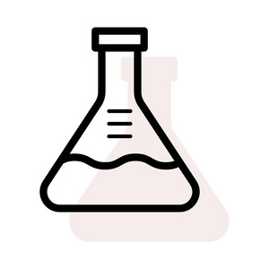 实验室烧瓶平面样式图标，矢量插图