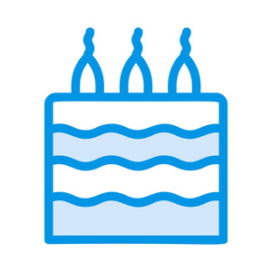 生日蛋糕与蜡烛平板式图标矢量插图
